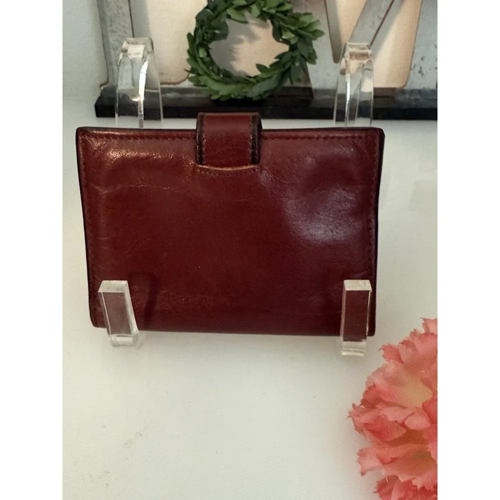 Vintage Princess Gardner‎ Burgundy Red Leather Bifold Wallet with Gold Chain GUC